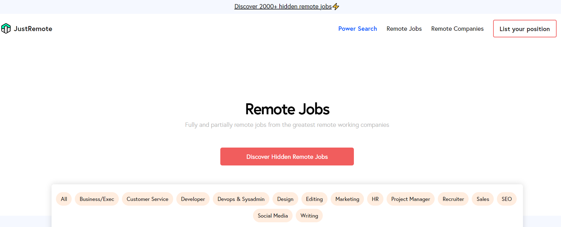 JustRemote job board